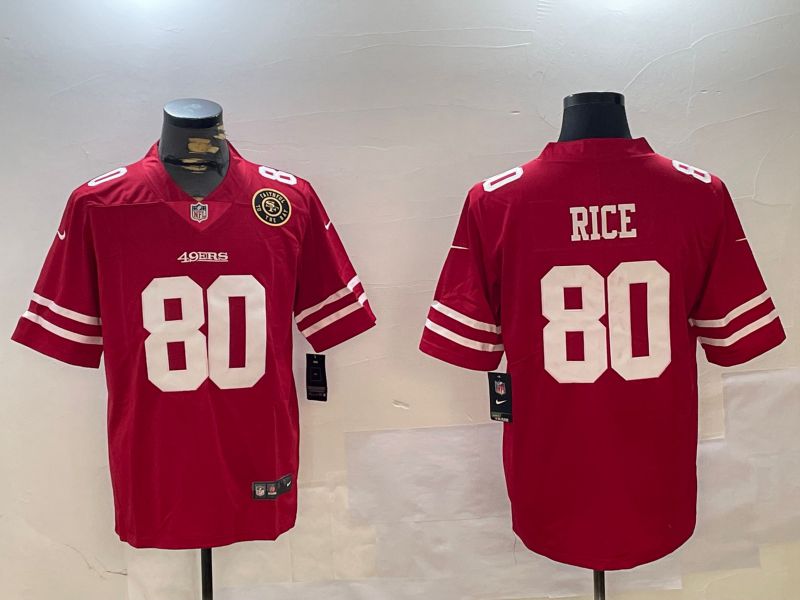 Men San Francisco 49ers #80 Rice Red Second generations 2024 Nike Limited NFL Jersey style 2->->